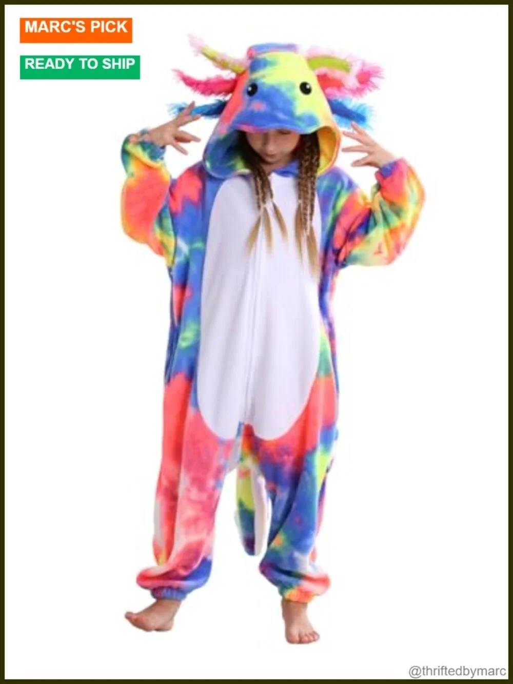 Unisex Axolotl Onesie Pajamas Flannel Zipper Halloween Costume Cosplay